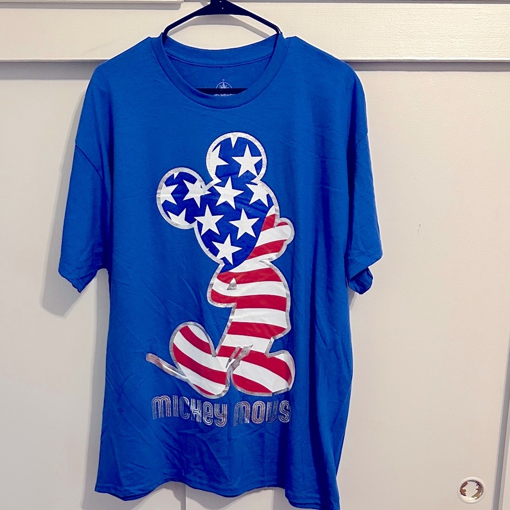 NEW Disney Patriotic Mickey Mouse Blue T-Shirt - Ready For Disney Vacation!!
